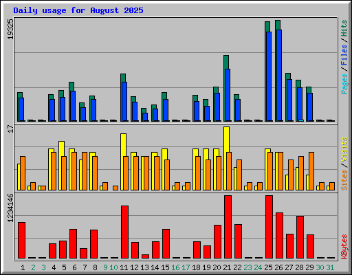 Daily usage for August 2025